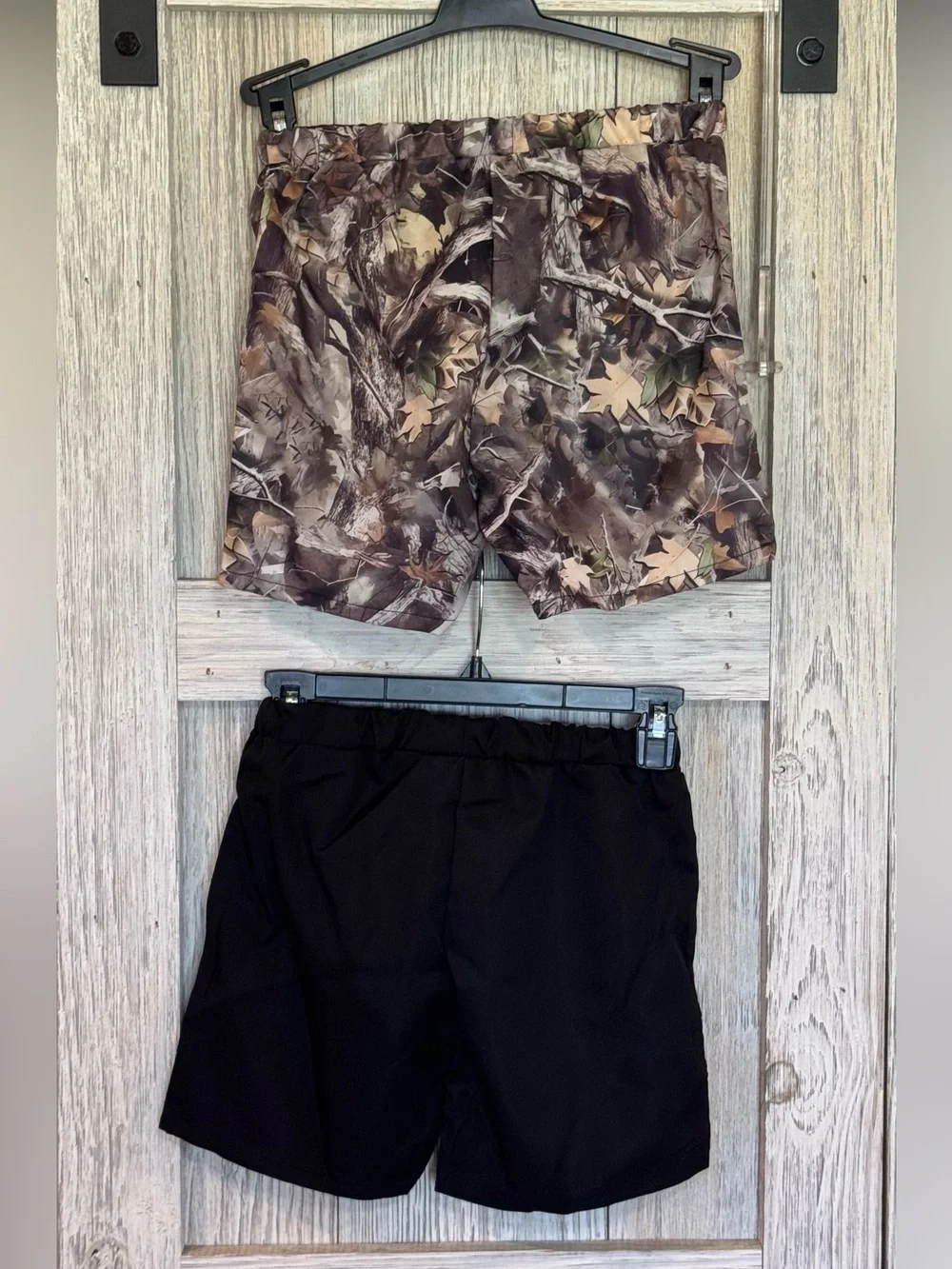 Kids Camo and Black Shorts - Two Pack Sz 7 waist 11”